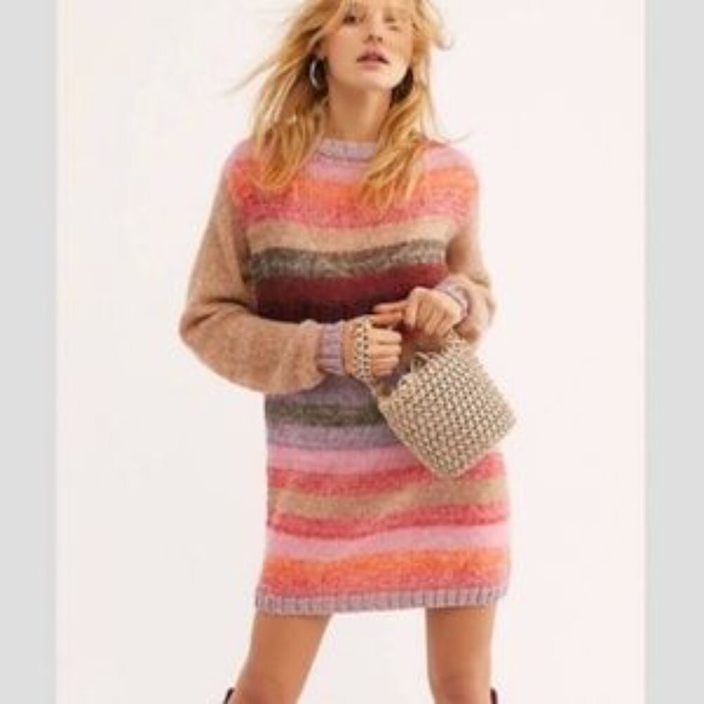 Free people Bright it Up mini sweater dress. Worn a few times. Retail 158